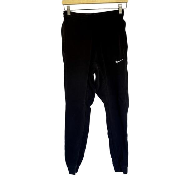 Nike black sweatpants men's small cotton pants pockets athleisure drawstring - Picture 1 of 9